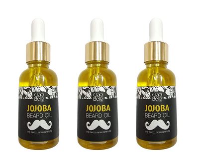 3 Count of Jojoba Beard Oil for Men I 100 Pure Organic Beard Oil I Unscented Beard Oil I Soothing Beard Oil I Mustache Oil I Men&#39;s Beard Oil Soften Coarse Hair, 1fl oz Each (30ml) (Jojoba Trio)