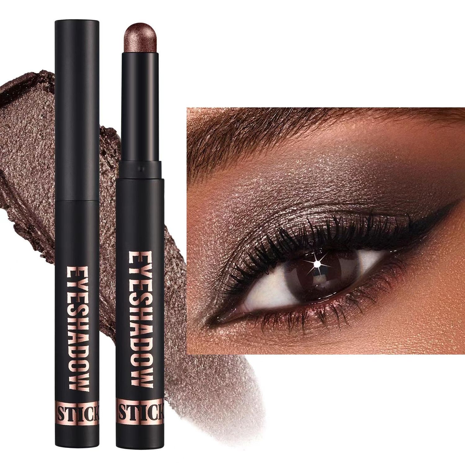 Mefyhtune Brown Eyeshadow Stick Cream Smooth Shimmer Eyeshadow Pencil, High Pigment Waterproof Long Lasting Eye Shadow Highlighter Stick, Multi-Dimensional Hypoallergenic eyeshadow Pen (09)