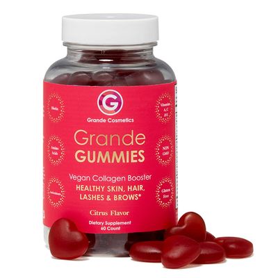 Grande Cosmetics Vegan Collagen Hair Vitamin Gummies for Hair, Skin, Lash, Brow for Women With Biotin, Folic Acid, Vitamin C - 1 Month Supply, 60 Tablets, Citrus Flavor