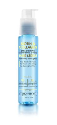 GIOVANNI Biotin Collagen Hair Serum - Hair Strengthening, Smoothing Styling, Vegan, Cruelty-Free, Infused with Natural Botanical Ingredients, Salon-Quality, For Healthy-Looking Hair - 2.75 Oz