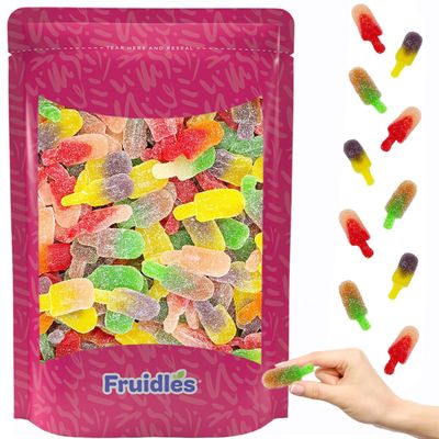 Fruidles Ice Pops Gummy Drops Candy, Delicious Sugar Coated Fruit Flavors Gummies (Half-Pound)