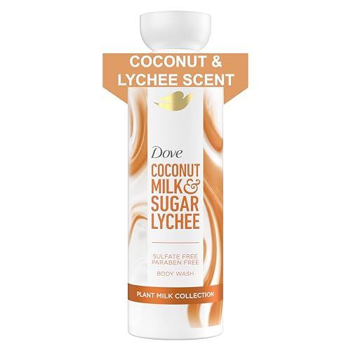 Dove Plant Milk Cleansing Body Wash Coconut Lychee for Moisturized Skin Gentle Cleanser, No Sulfate Cleansers or Parabens, 98 Biodegradable 17.5 fl oz