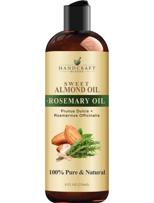 Handcraft Blends Sweet Almond Oil with Rosemary Oil - 8 Fl Oz - 100 Pure and Natural - Premium Grade Carrier Oil for Skin and Hair - Hair and Body - Massage