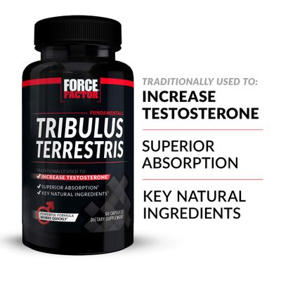 FORCE FACTOR Tribulus Terrestris for Men, 3-Pack, Tribulus Testosterone Booster for Men, Male Vitality Supplement, Tribulus Extract Natural Ingredients for Superior Absorption, 1000mg, 180 Capsules