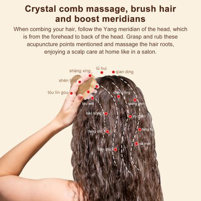 ideayard Scalp Massager,Head Scalp Comb,Rose Quartz Tooth-Wooden Comb for Head Stress Relax Massage Tool for Hair Growth Relieve Headaches