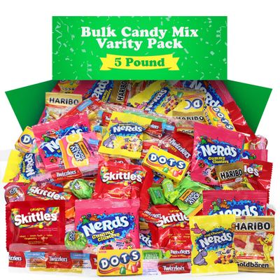 Bulk Candy Variety Pack 5 Pound - Individually Wrapped Assorted Candies For Pinata Fillers, Birthday Parties Schools Treats - Approx 250 Pieces