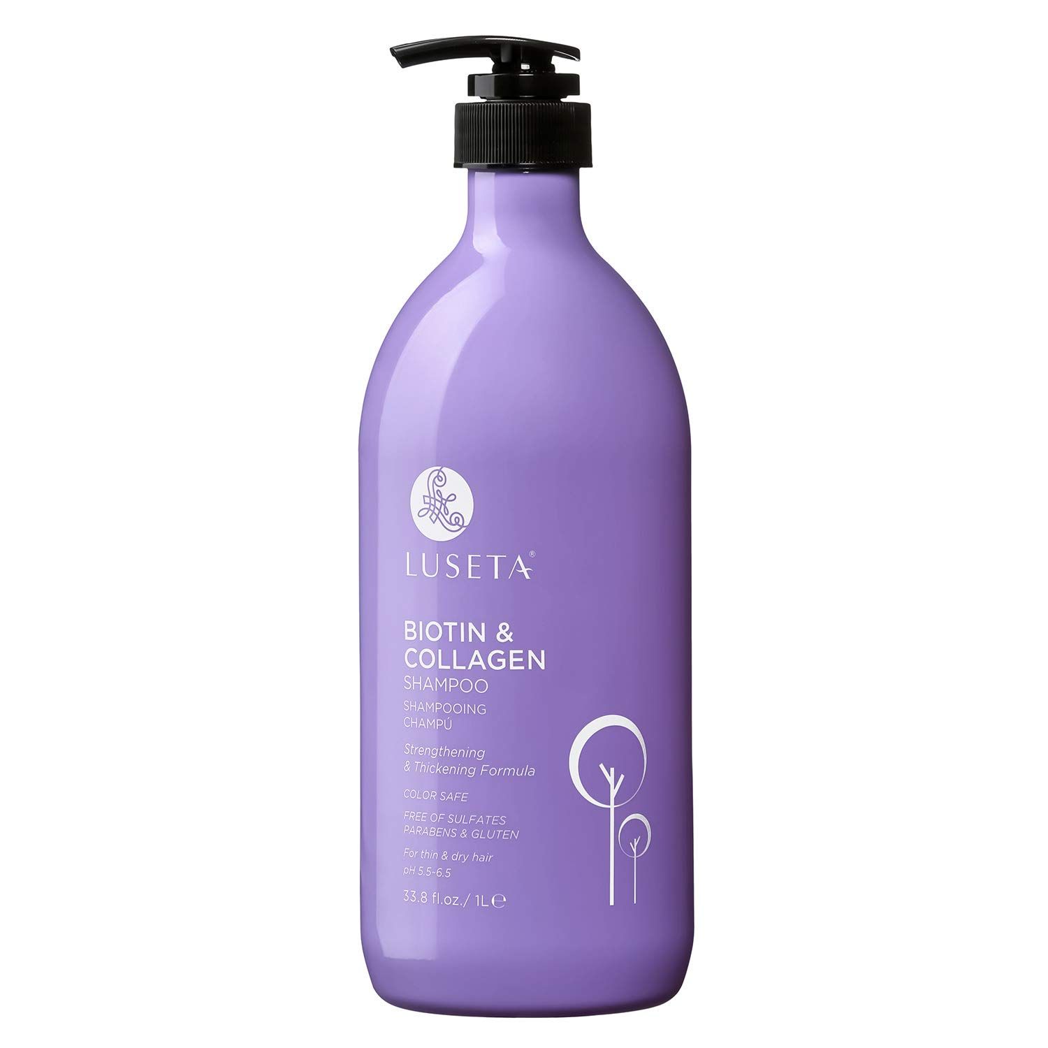 Halforange Luseta Biotin Collagen Shampoo Thickening for Hair Loss Fast Hair Growth - Infused with Argan Oil to Repair Damaged Dry Hair - Sulfate Free Paraben Free 33.8oz