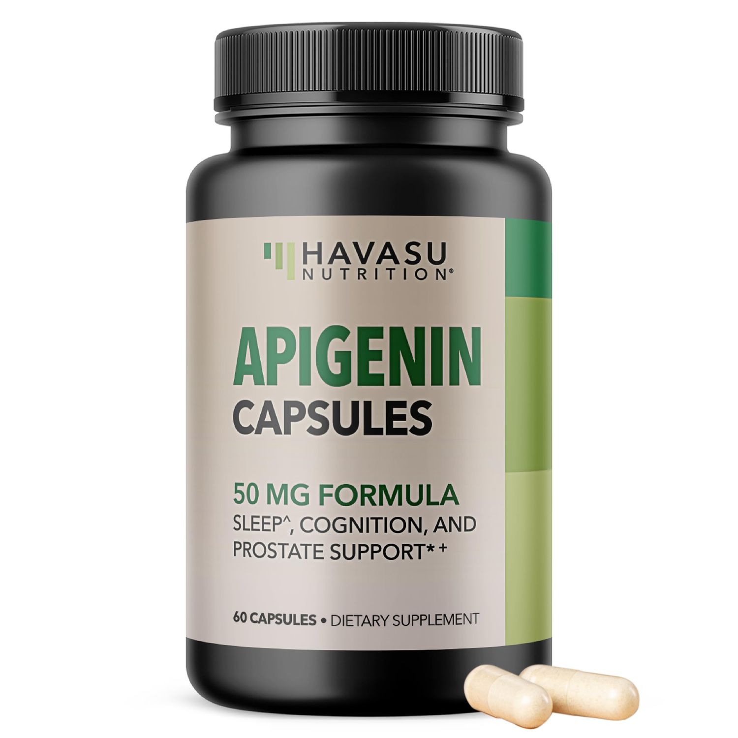 Apigenin Capsules 50mg - 60 Count, Vegan, Non-GMO, Sleep Cognitive Support Supplement - Chamomile Flavonoid for Relaxation, Prostate Health, Melatonin-Free, Liposomal Formula for Enhanced Absorption