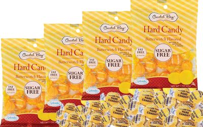 Generic Butterscotch Sugar Free Hard Candy (2.75oz) Bundle of 4 bags Individually Wrapped, Fat-Free, 0 Trans Fat, Sugarfree, Creamy Sweet - Yellow Button Disc Drops