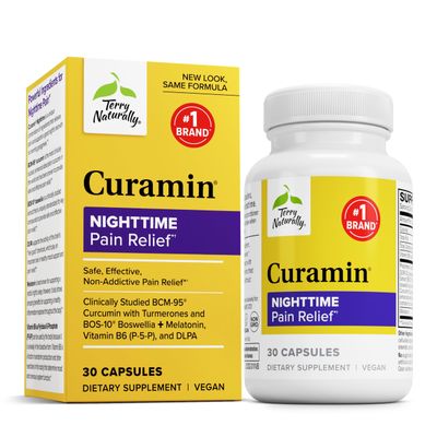 Terry Naturally Nighttime Capsule with Curcumin DLPA - Non-GMO Supplement to Support Healthy Sleep Relaxation - Herbal Supplement with Melatonin - 30 Capsules