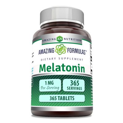 Amazing Formulas Melatonin Supplement 1 Mg Per Serving 365 Tablets 1 Year Supply Non-GMO Gluten Free Made in USA