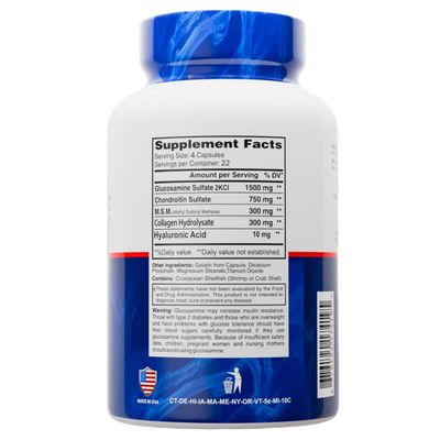 ALFLEXIL - Glucosamine - Chondroitin - MSM - Collagen Dietary Supplements for Joint Support - 90 Capsules Bottle - 4 Pack