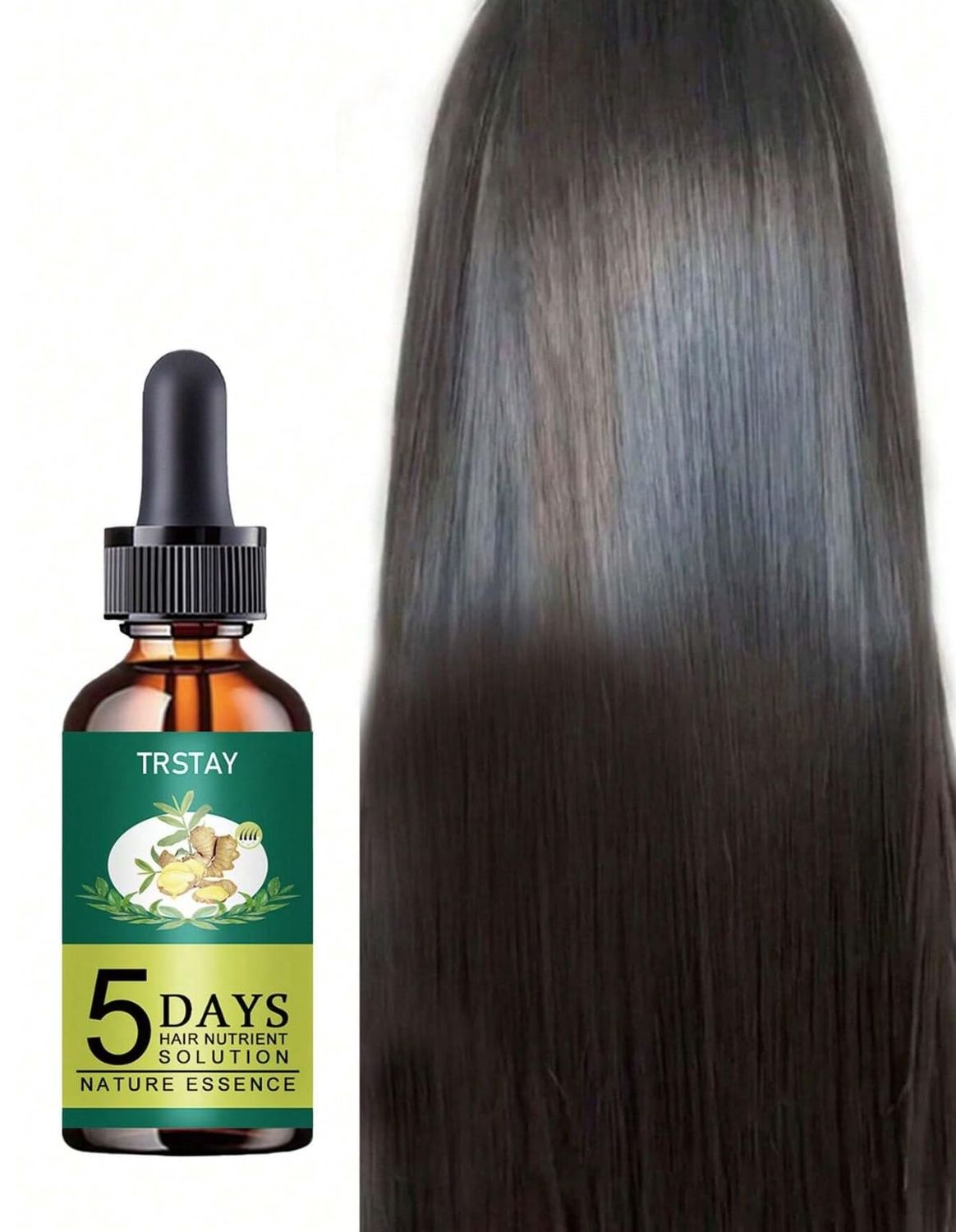 TRSTAY Hair Essence Oil 5 Natural Ginger Hair Oil Anti Hair Loss Prevention Baldness Treatment Quick Nourishing Scalp Hair Care 30ml