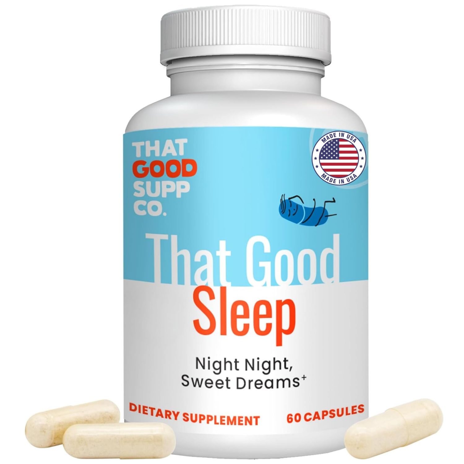 That Good Supp Co - That Good Sleep Night Time Sleeping Aid for Adults - Supports Deep Sleep - Aids in Stress Relief, Improves Mood - Sleep Supplement for Adults Extra Strength - Made in USA