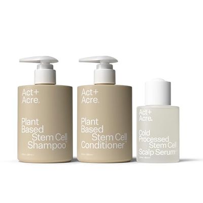 ActAcre Thick Full Hair System Improves Hair Density Hydrates Scalp Reduces Shedding Thinning Stem Cell Serum, Shampoo, Conditioner Volumizing, Strengthening Formulas w Hyaluronic Acid