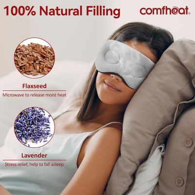 comfheat Warm Compress for Eyes, Lavender Moist Heat Eye Mask for Stye Puffy Eye Hot Compress, Flaxseed Microwave 3D Contour Heated Weighted Eye Mask for Sleeping