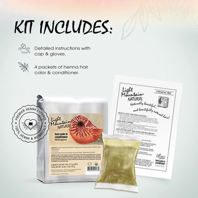 Light Mountain Mahogany Hair Dye - Organic, Chemical-Free, Semi-Permanent for MenWomen, with Henna Leaf Powder and Botanicals, 16 Oz
