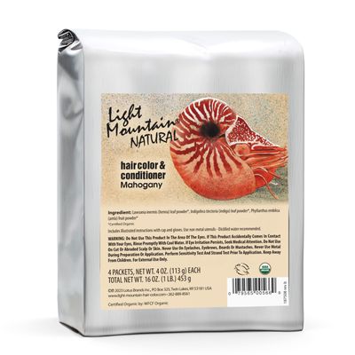 Light Mountain Mahogany Hair Dye - Organic, Chemical-Free, Semi-Permanent for MenWomen, with Henna Leaf Powder and Botanicals, 16 Oz