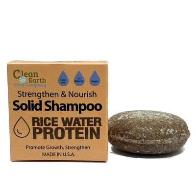 Clean Earth Soap Company Rice Water Protein Shampoo Bar - Solid Bar Shampoo for Women Men - Rice Water Shampoo Bars Deliver Stronger, Healthier Hair - Natural Solid Bar Shampoo with Rice Protein