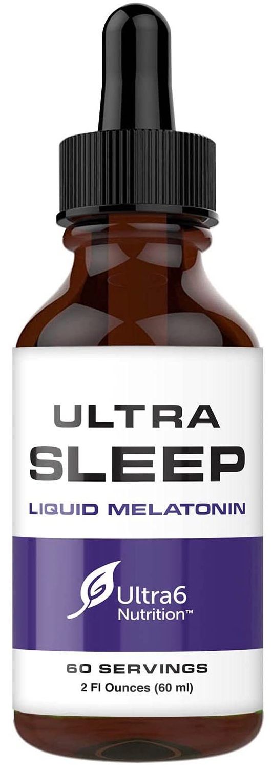 Ultra6 Nutrition Melatonin Drops with Valerian Root - Liquid Melatonin Sleeping Supplement with 5 HTP Passion Flower - A Liquid Sleep Aid Strength Blend for Adults