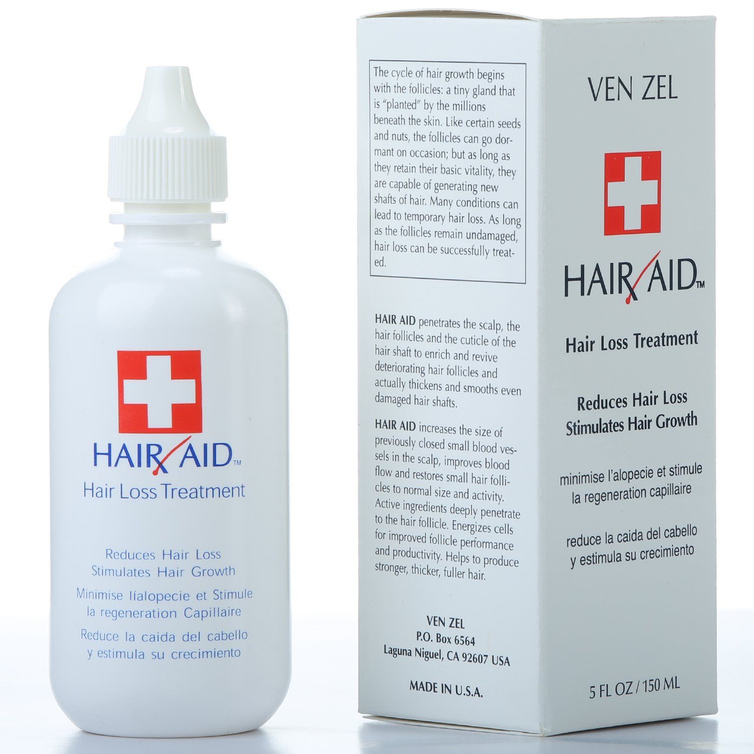 REXSOL Hair Aid Hair Loss Treatment Stimulates Hair Growth With pure Vitamin C E Yeast Cell Derivatives Ginseng, Rosemary, Burdock Ginkgo Biloba Extract. (150 ml 5 fl oz)