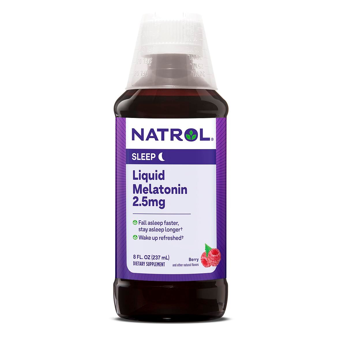 Natrol Liquid Melatonin 2.5mg, Berry-Flavored Dietary Supplement for Restful Sleep, 8 Fl Oz, 23 Day Supply
