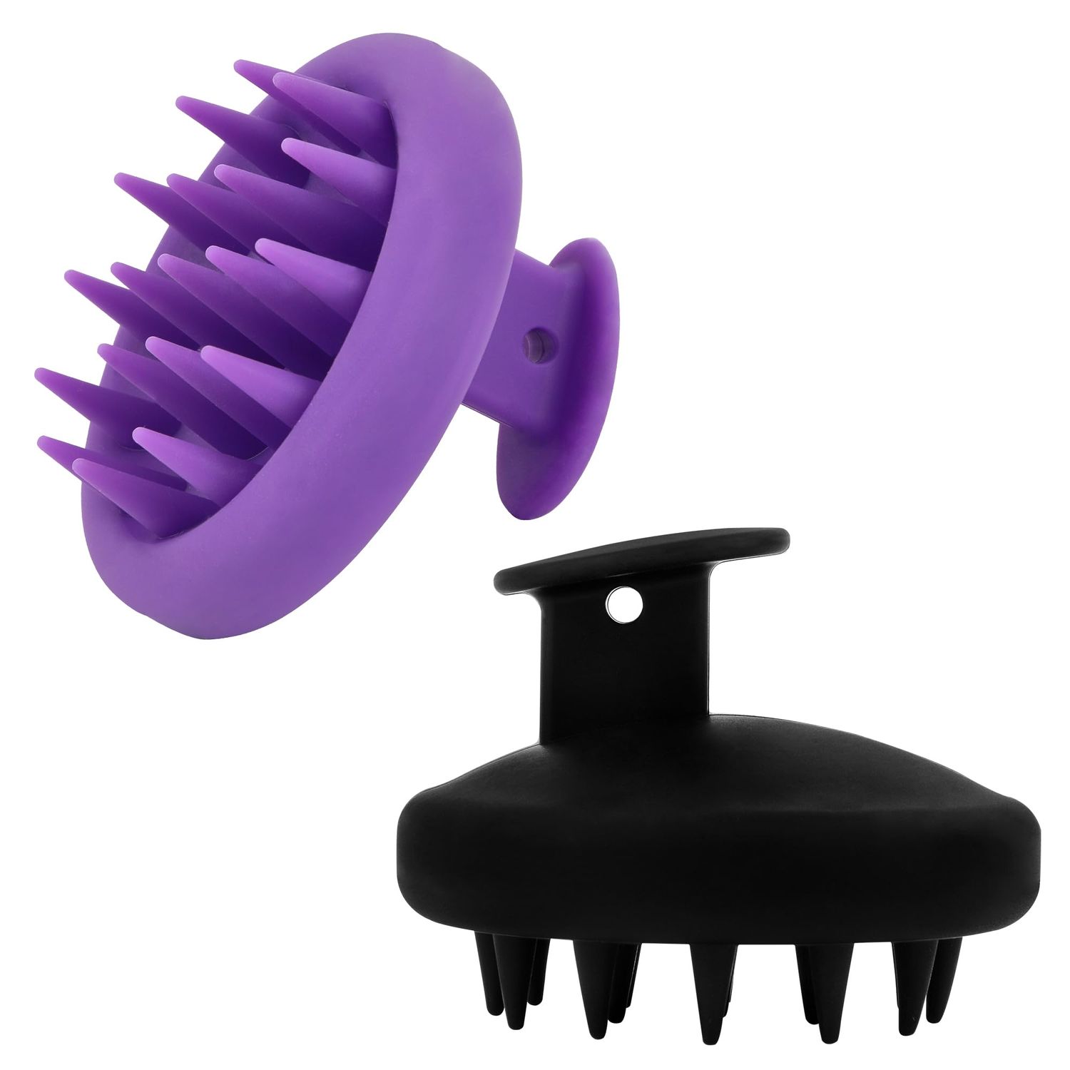 Scalp Massager Shampoo Brush, 2 Pack Soft Silicone Scalp Scrubber Hair Scrubber Scalp Exfoliator Brush with Long Silicone Bristles, Wet Dry Scalp Brush for Hair Growth, Dandruff Removal, Stress Relax