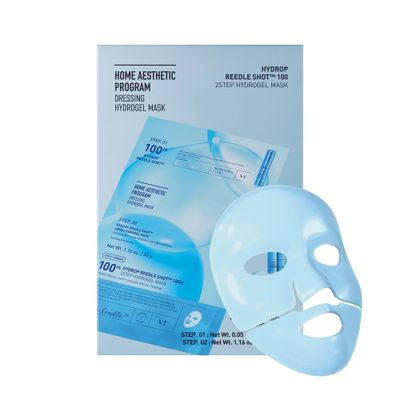 VT COSMETICS Hydrop Reedle Shot 100hl 2-Step Hydrogel Mask(34.5gx4ea), Intensive Hydrating, Exosome Hyaluronic Acid, Dewy Glass Skin, Overnight Melting Mask, Korean Facial Mask