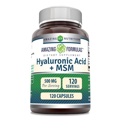 Amazing Formulas Hyaluronic Acid MSM Supplement 500 Mg 120 Capsules Non-GMO Gluten-Free Made in USA