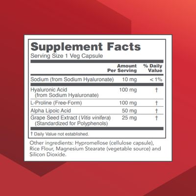 PROTOCOL FOR LIFE BALANCE Hyaluronic Acid - 100mg Hyaluronic Acid - Skin Joint Support - Eye Support Supplement - Non-GMO Kosher - 60 Veg Caps