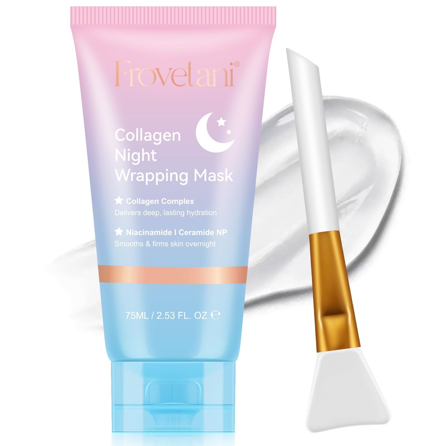 Collagen Night Wrapping Mask, Overnight Sleeping Mask for Elasticity Hydration with Collagen, Peel Off Hydrolyzed Collagen Mask Reduce Sagging Dullness 75ml (1PC)
