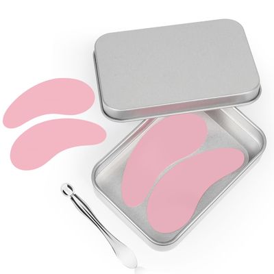Sonfon Under Eye Patches, Reusable Under Wrinkle Silicone Mask Pink, Plump Fine Lines Wrinkles with Metal Eye Cream Applicator, Tin Case