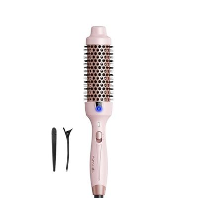 Wavytalk Thermal Brush, Blowout Express 1.5 Inch Negative Ion Thermal Round Brush Creates Blowout Look Makes Hair Shinier Smoother, Dual Voltage, Easy to Use (Pink)