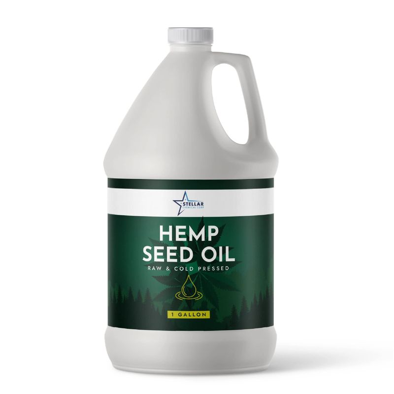 Stellar Chemical - Organic Cold-Pressed Unrefined Raw Hemp Seed Oil - Vegan - NON GMO -Gluten Free - Gluten Free - Keto -Rich in Omega 3 6 Fatty Acids (1 Gallon)