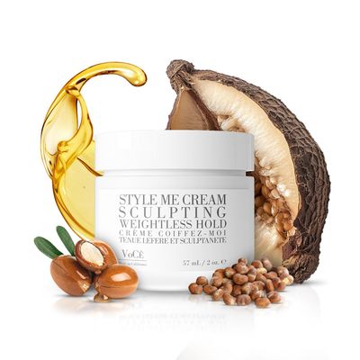 VoC Haircare - Natural Styling Cream Anti-Frizz, Weightless Hold, Shine Enhancing, Non-Toxic, Vegan Haircare for All Hair Types with Argan Oil, Baobab Extract, Brazil Nut Oil (2 oz 57 ml)