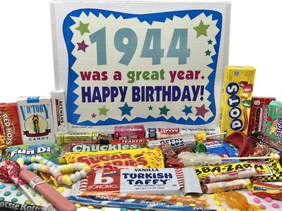 RETRO CANDY YUM 1944 81st Birthday Gift Box of Nostalgic Candy from Childhood for 81 Year Old Man or Woman Born 1944
