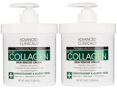 Advanced Clinicals Collagen Cream Body Lotion Face Moisturizer WVitamin E Skincare Moisturizing Collagen Lotion For Women, Men, Hand, Neck Improves Look Of Crepey Skin Uneven Dry Skin, 2pc