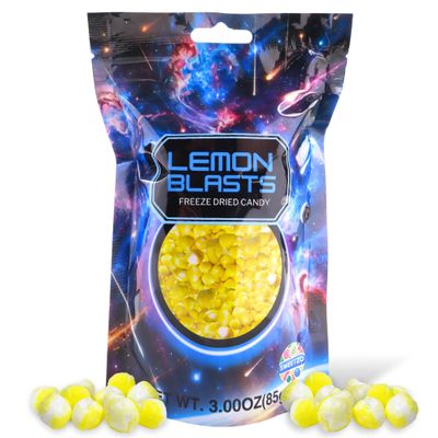 Freeze Dried Sour Lemon Candy, Crunchy Candies, Share Sized, Resealable Bag, 3 Ounces