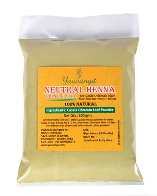 Yauvanya 100 pure Neutral Henna (Cassia Obovata) Powder for BlondeGolden hair Colorless Henna Natural Hair Conditioner For Soft, Silky, Shiny hair - 3x100gms