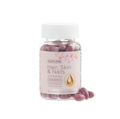Hair Skin and Nails Vitamins - 5000mcg Biotin with Vitamin C, E, Collagen, Hyaluronic Acid, Argan Coconut Oil - Luscious Hair Growth Radiant Skin Supplement for Women - 60 Softgels