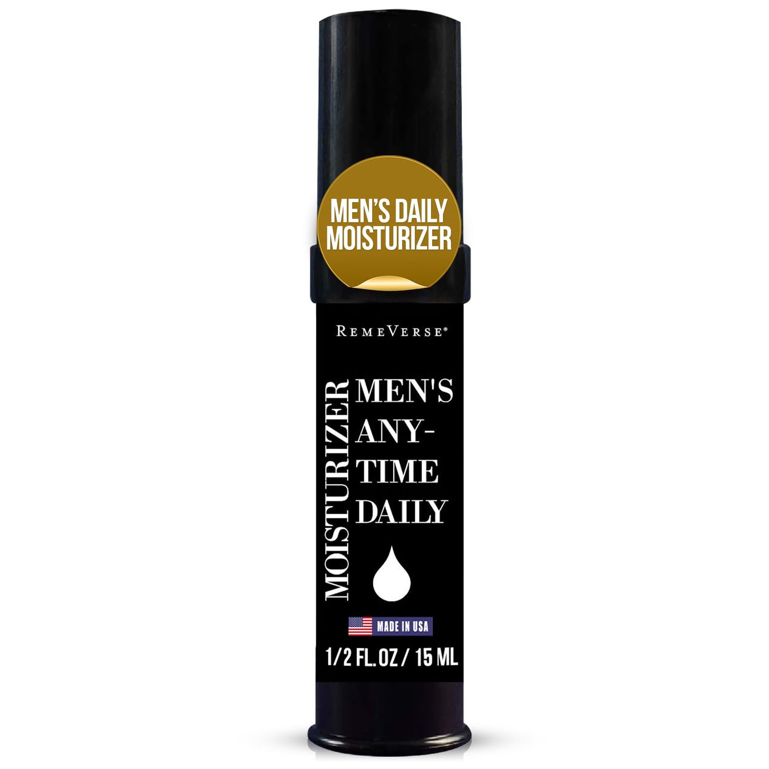 RemeVerse Mens Anytime Daily Moisturizer with Hyaluronic Acid, Peptides, Vitamins C E, Collagen, Green Tea - Smoothes Hydrates Skin, Fragrance-Free, Water-Based, Youthful Care Formula - 15ml