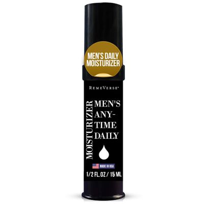 RemeVerse Mens Anytime Daily Moisturizer with Hyaluronic Acid, Peptides, Vitamins C E, Collagen, Green Tea - Smoothes Hydrates Skin, Fragrance-Free, Water-Based, Youthful Care Formula - 15ml