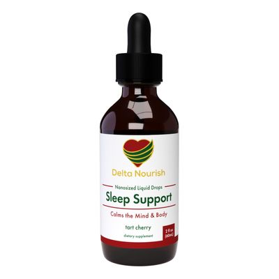 Delta Nourish Sleep Support Drops - Sleep Aid Supplement with Liquid Melatonin, Vitamins B2 B6, 5HTP, L-Theanine GABA - Tart Cherry Flavor Fall Asleep Stay Asleep Better - Non Habit Forming - 2 oz
