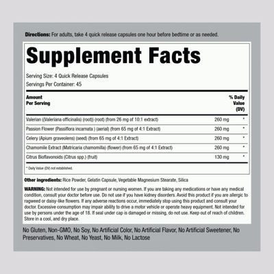 Piping Rock Calm Capsules 180 Pills Herbal Blend with Chamomile, Valerian, and Passion Flower Non-GMO, Gluten Free Supplement