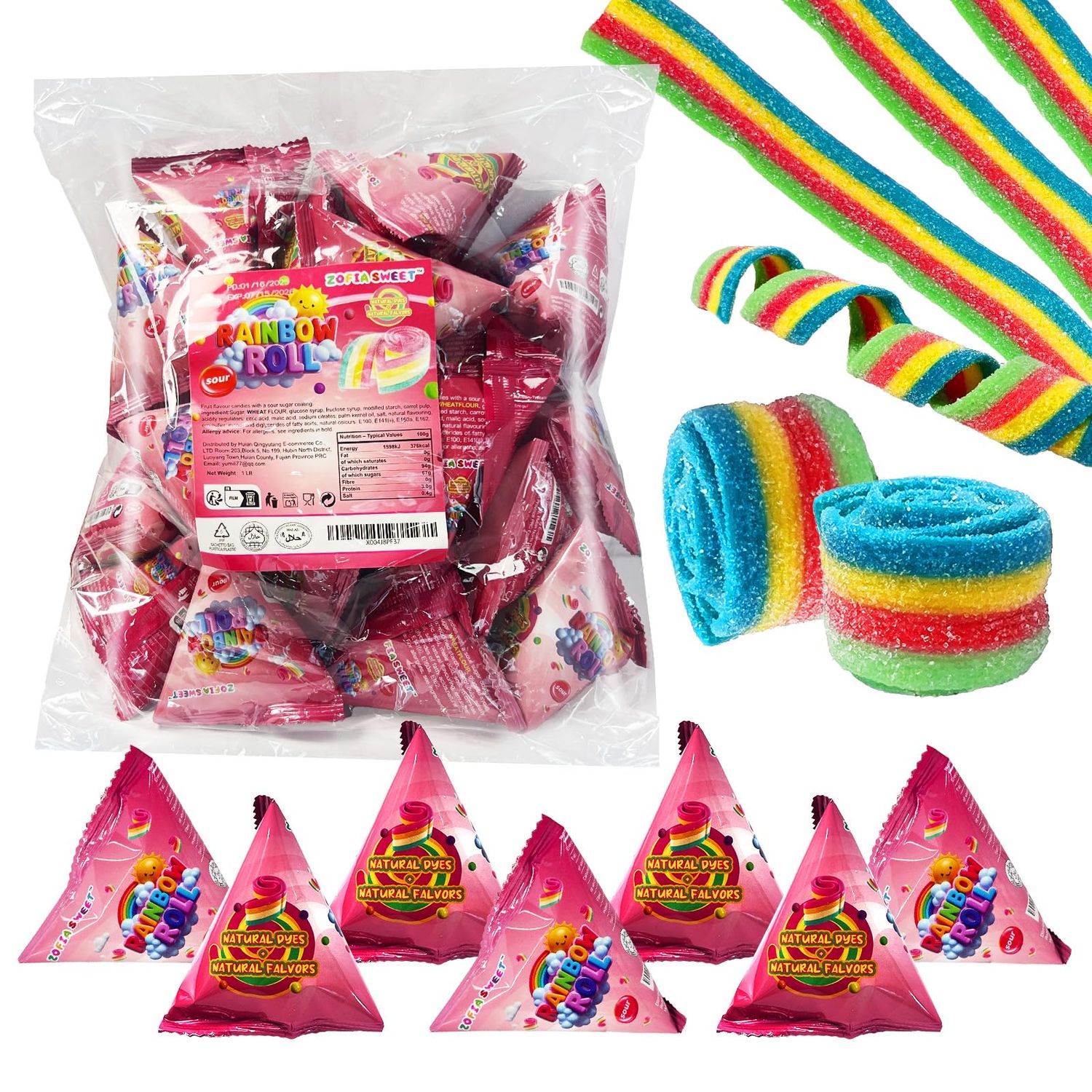 Rainbow strip roll, sweet and sour mixed flavor