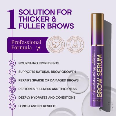 Enhancing Brow Serum for Eyebrow Growth with Keratin Biotin Peptides, Hyaluronic Acid, Creatine and Castor Oil for Fuller, Thicker Brows, Strength Nourishment Treatment, Non-Irritating Vegan, 8ml