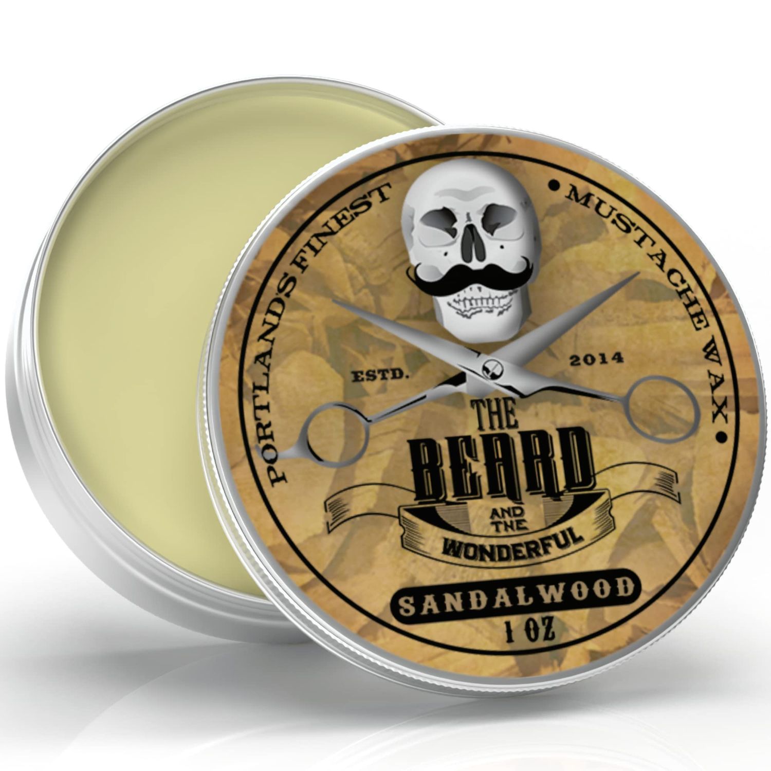 Mustache and Beard Wax 30ml1oz - Promotes Facial Hair Growth with Moisture Resistant Feature - Ideal Beard Styling for Men with All Natural Ingredients, Strong Hold, Sandalwood Scent Wax