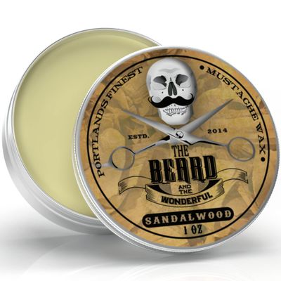 Mustache and Beard Wax 30ml1oz - Promotes Facial Hair Growth with Moisture Resistant Feature - Ideal Beard Styling for Men with All Natural Ingredients, Strong Hold, Sandalwood Scent Wax