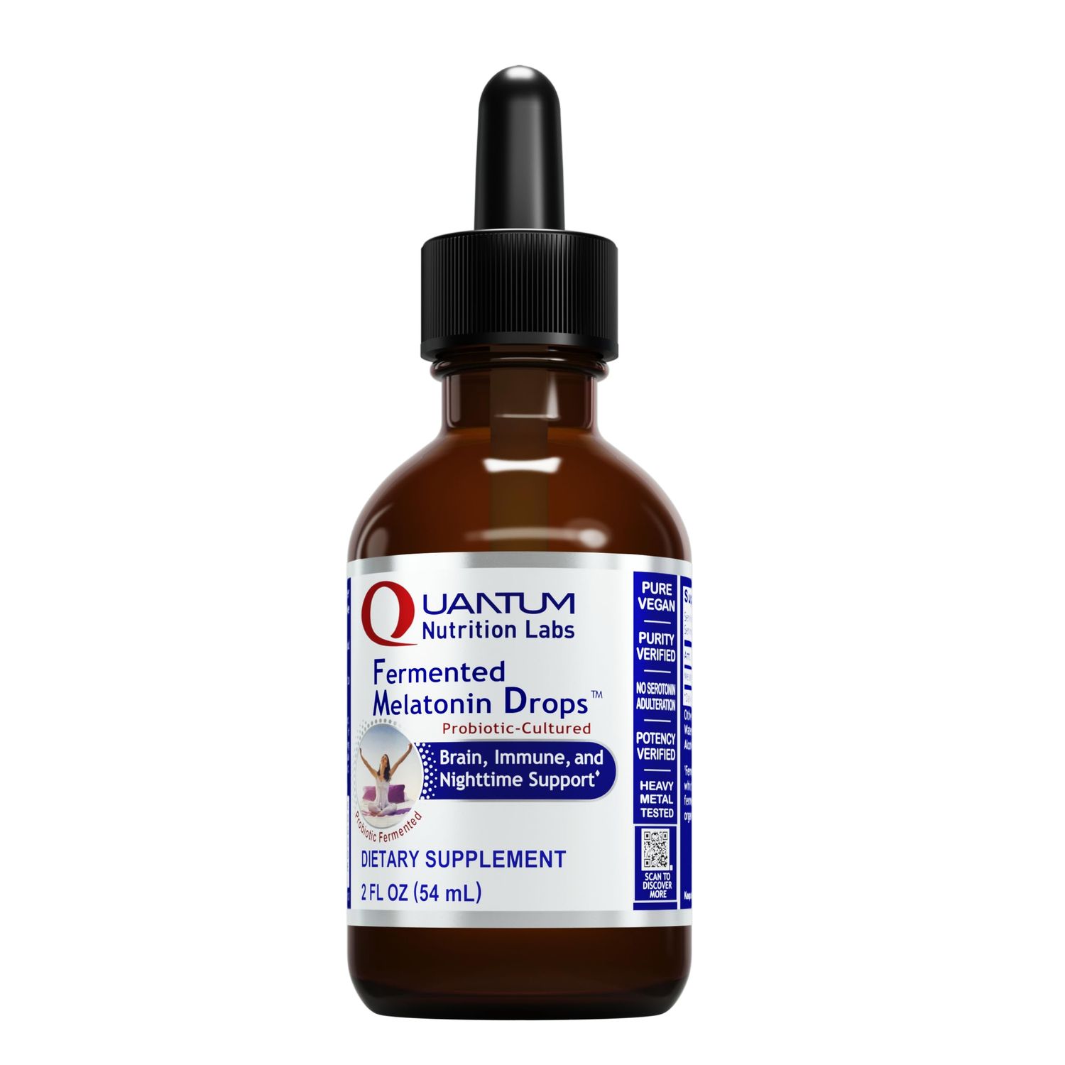 Quantum Nutrition Labs Fermented Melatonin Drops - Melatonin Liquid for Adults, Sleep Support, Made with Organic Ingredients, Vegan Friendly - 2 Fl Oz (54 Servings)