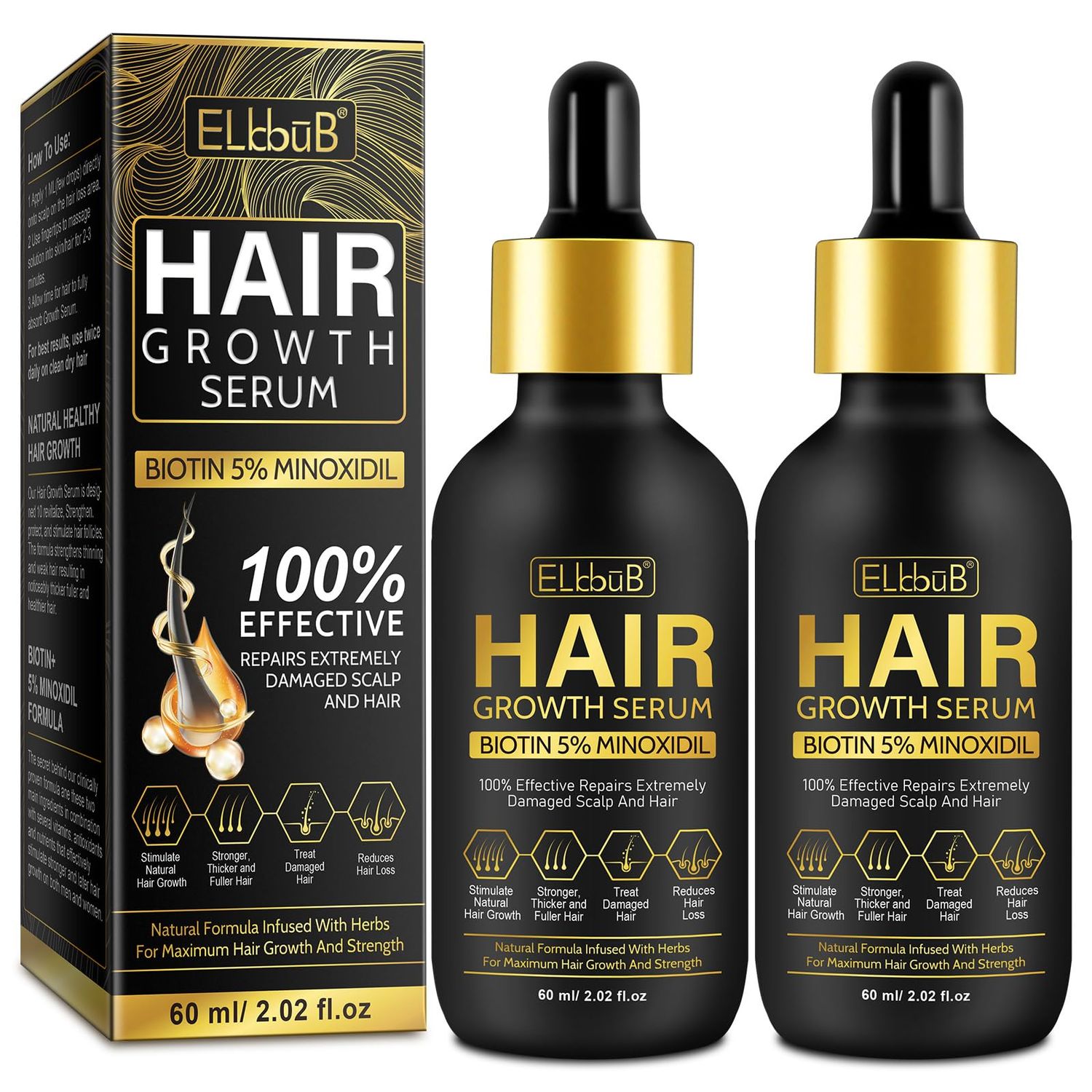 5 Minoxidil Hair Growth Oil with for Men and Women, Natural Scalp Treatment for Thinning Hair, Promotes Thicker, Fuller, and Healthier Hair, Clinically Proven Formula